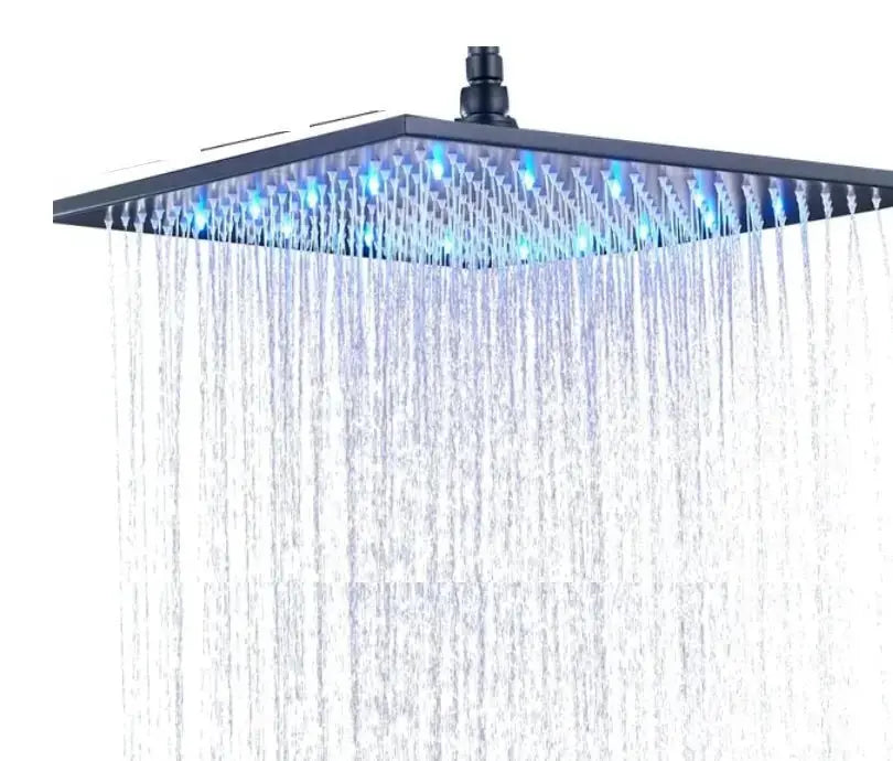 SaniSupreme LED EcoSave Manhattan vierkante hoofddouche regendouche 40 × 40 cm. mat zwart