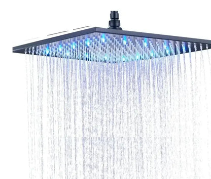 SaniSupreme LED EcoSave Manhattan vierkante hoofddouche regendouche 40 × 40 cm. mat zwart