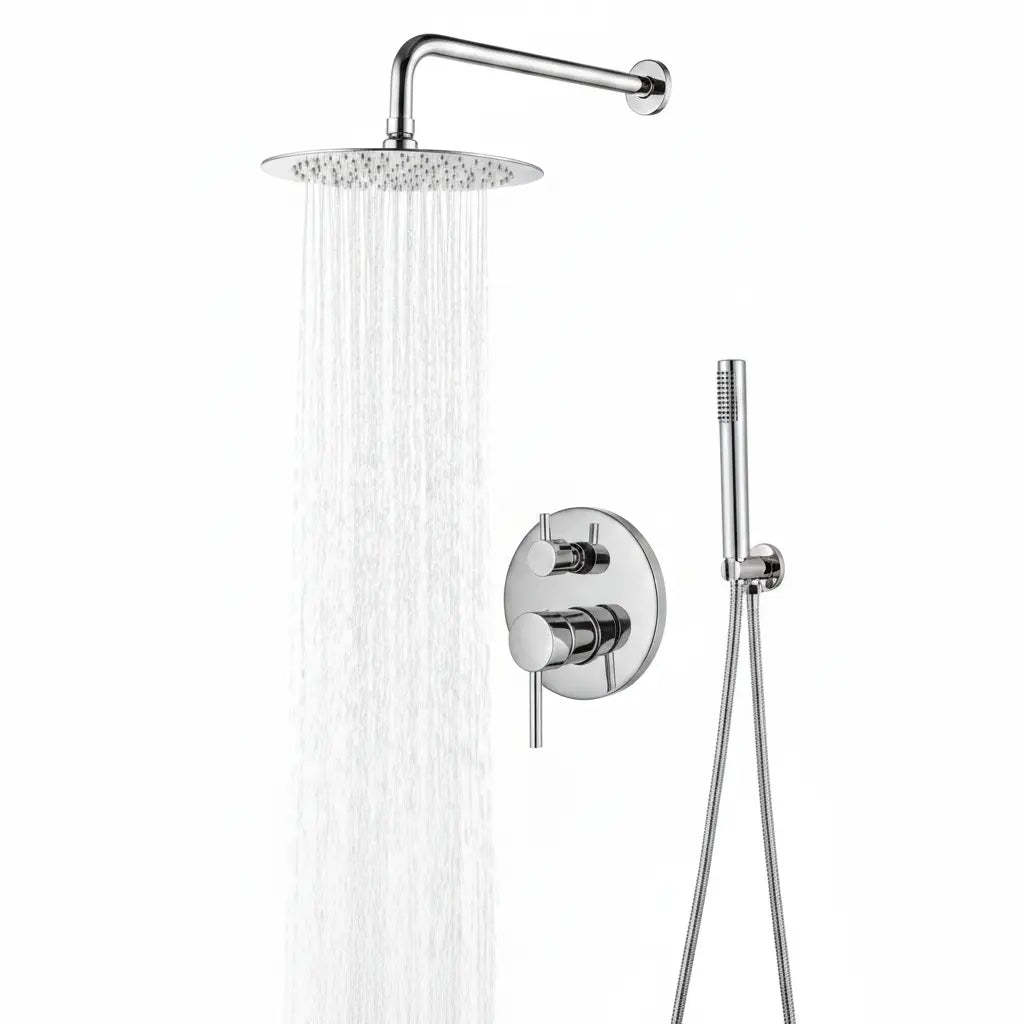 SaniSupreme Lima inbouw doucheset | handdouche|mengkraan|regendouche (12 inch) | rond |Chroom 2 weg Sanisupreme
