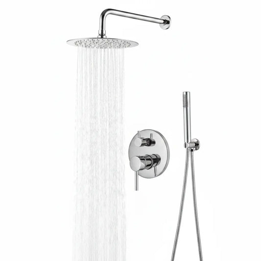 SaniSupreme Lima inbouw doucheset | handdouche|mengkraan|regendouche (12 inch) | rond |Chroom 2 weg Sanisupreme