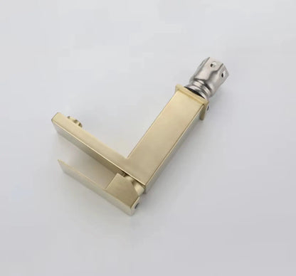 SaniSupreme Livorno wastafel kraan opbouw laag model vierkant geborsteld goud