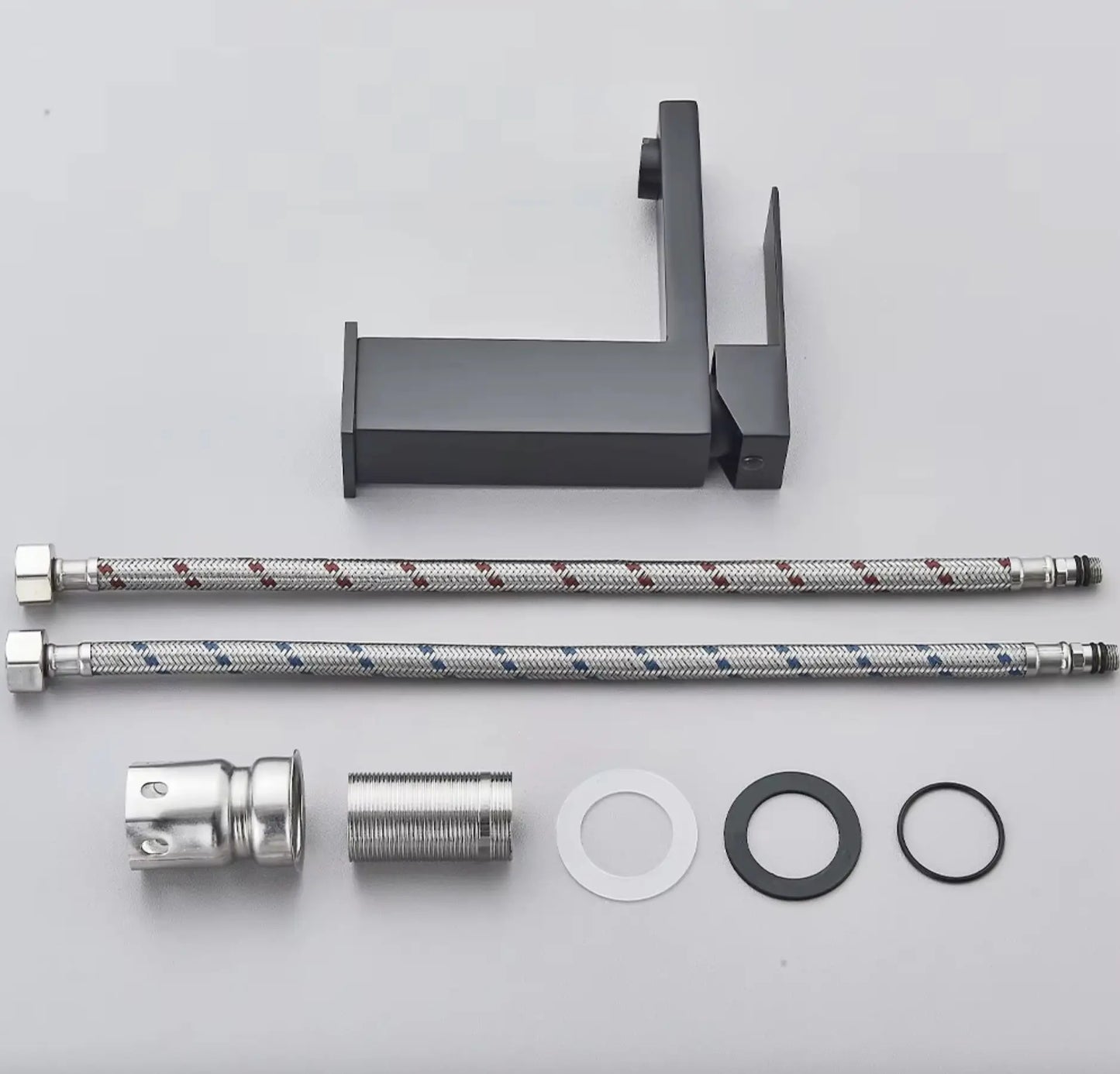 SaniSupreme Livorno wastafel kraan opbouw laag model vierkant mat zwart