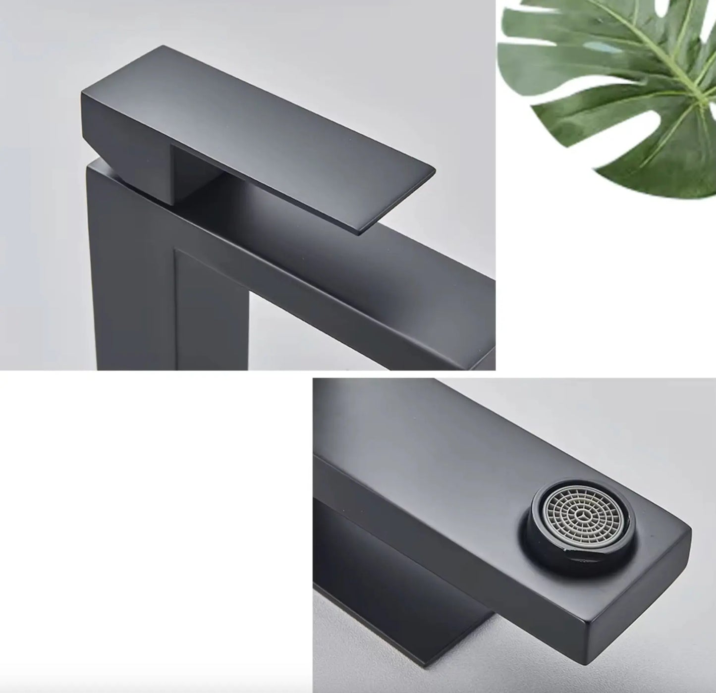 SaniSupreme Livorno wastafel kraan opbouw laag model vierkant mat zwart