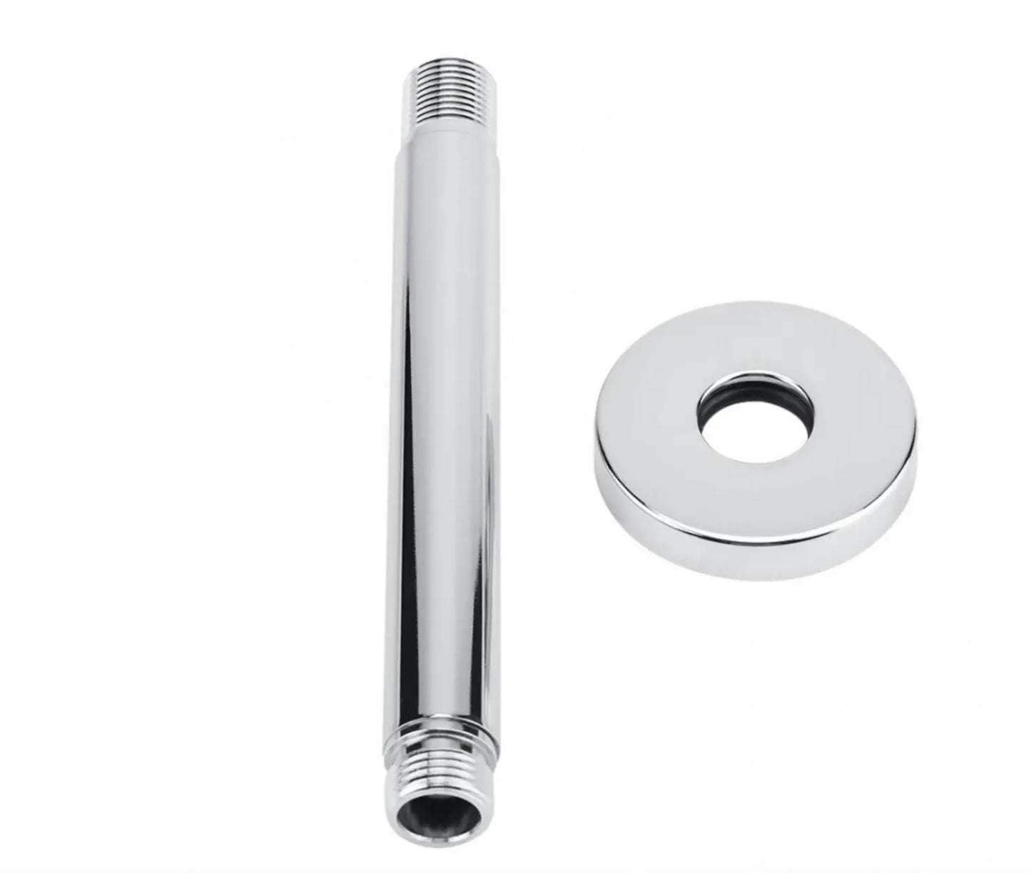 SaniSupreme Losse douche arm plafond, glans chroom, rond, 15 cm. lang met rozet