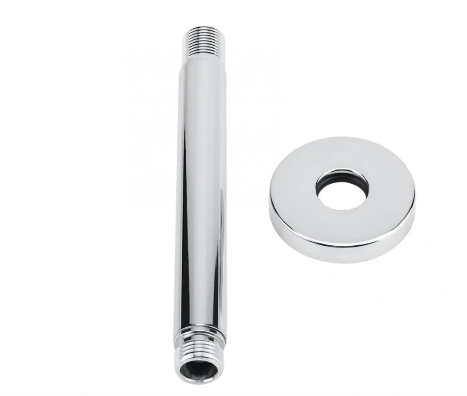 SaniSupreme Losse douche arm plafond, glans chroom, rond, 15 cm. lang met rozet