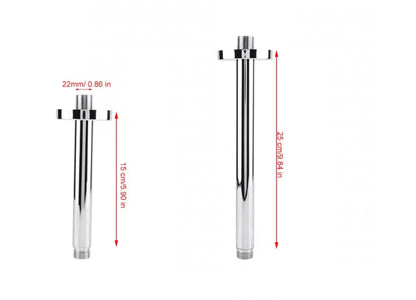 SaniSupreme Losse douche arm plafond, glans chroom, rond, 25 cm. lang met rozet