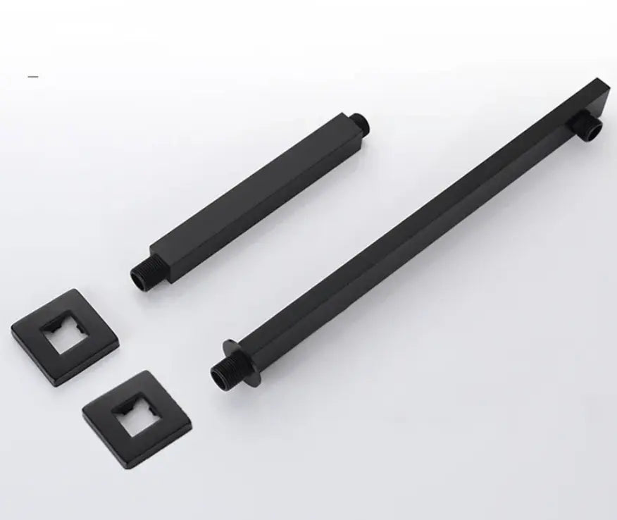 SaniSupreme Losse Douchearm, mat zwart, rechthoekig, 38 cm. lang met rozet