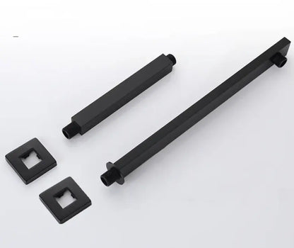 SaniSupreme Losse Douchearm, mat zwart, rechthoekig, 38 cm. lang met rozet