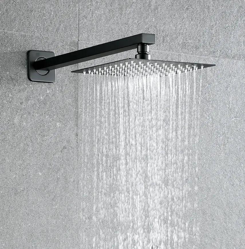 SaniSupreme Losse Douchearm, mat zwart, rechthoekig, 38 cm. lang met rozet