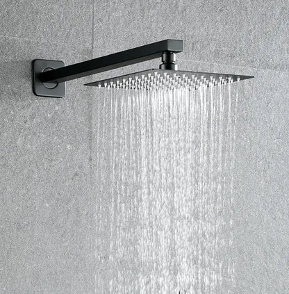 SaniSupreme Losse Douchearm, mat zwart, rechthoekig, 38 cm. lang met rozet