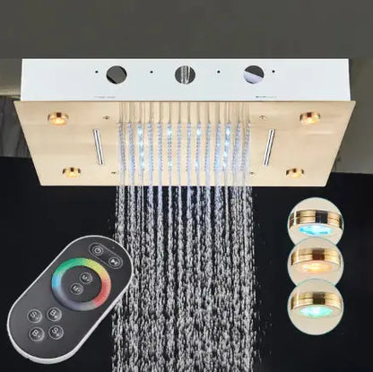 SaniSupreme® Losse unit SmartPulse Plafond LED Remote Regendouche Inbouw La Paz 50 x 36 cm goud glans