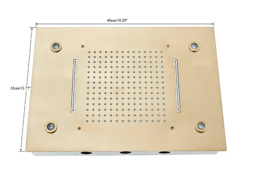 SaniSupreme® Losse unit SmartPulse Plafond LED Remote Regendouche Inbouw La Paz 50 x 36 cm goud glans