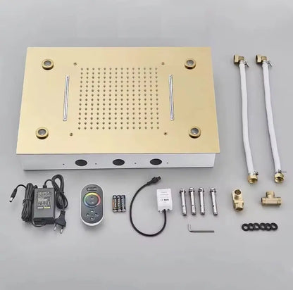 SaniSupreme® Losse unit SmartPulse Plafond LED Remote Regendouche Inbouw La Paz 50 x 36 cm goud glans