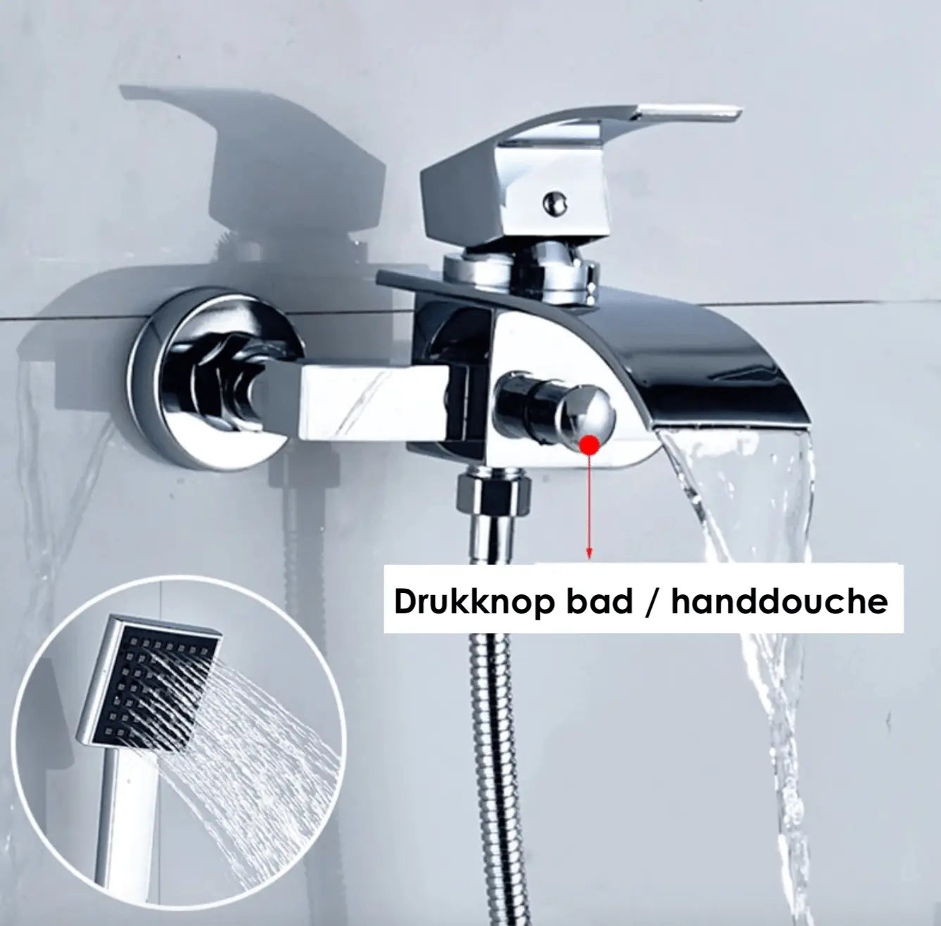 SaniSupreme Luca doucheset badset opbouw mengkraan 2 weg met smalle handdouche Chroom Glans