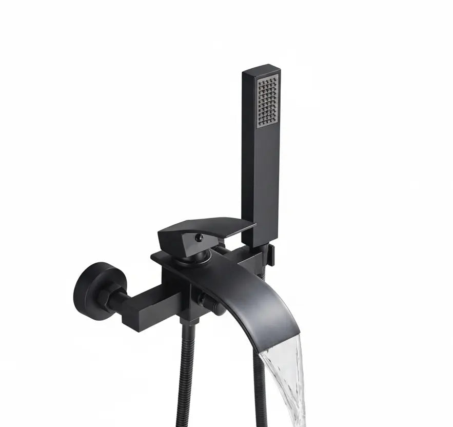 SaniSupreme Luca doucheset badset opbouw mengkraan 2 weg met smalle handdouche mat zwart Sanisupreme