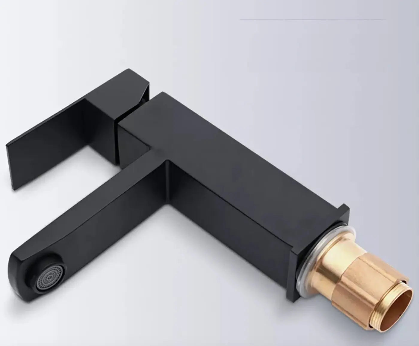 SaniSupreme Luca wastafel kraan opbouw laag model vierkant mat zwart