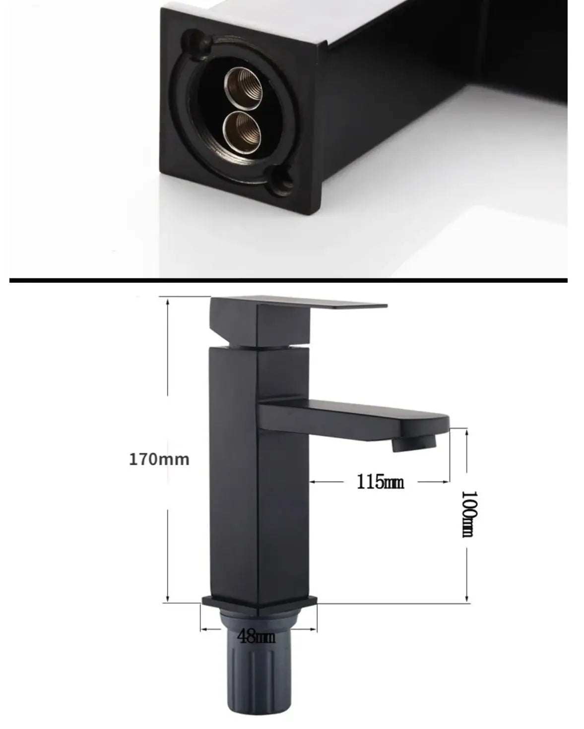 SaniSupreme Luca wastafel kraan opbouw laag model vierkant mat zwart