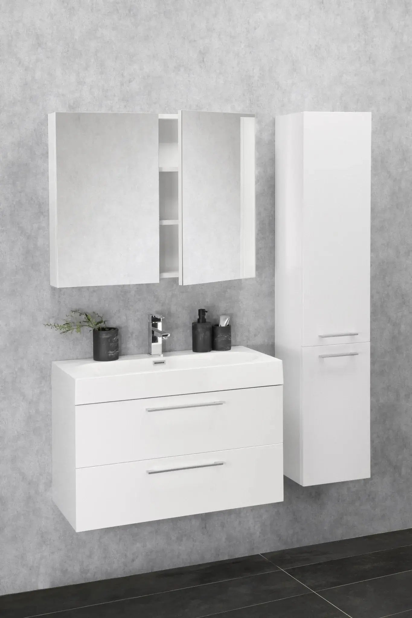 Sanisupreme Malmo spiegelkast 60x66x13cm 2 deuren met spiegel MDF Wit Hoogglans