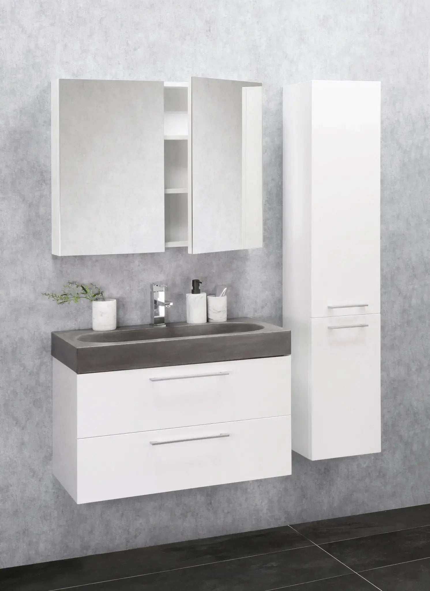 Sanisupreme Malmo spiegelkast 60x66x13cm 2 deuren met spiegel MDF Wit Hoogglans