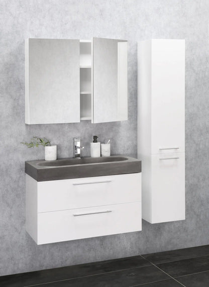 Sanisupreme Malmo spiegelkast 80x66x13cm 2 deuren met spiegel MDF Wit Hoogglans