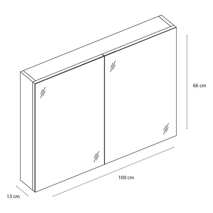 Sanisupreme Malmo spiegelkast 80x66x13cm 2 deuren met spiegel MDF Wit Hoogglans