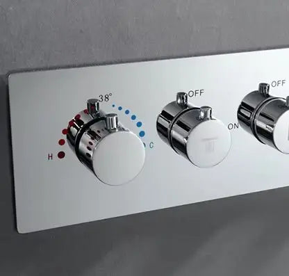SaniSupreme® ThermePlus Quadro Chroom Plafond Thermostatische Doucheset 4 weg LED Chroom Sanisupreme