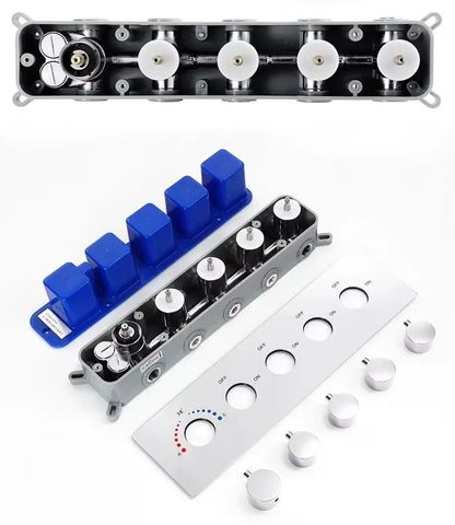 SaniSupreme® ThermePlus Quadro Chroom Plafond Thermostatische Doucheset 4 weg LED Chroom Sanisupreme