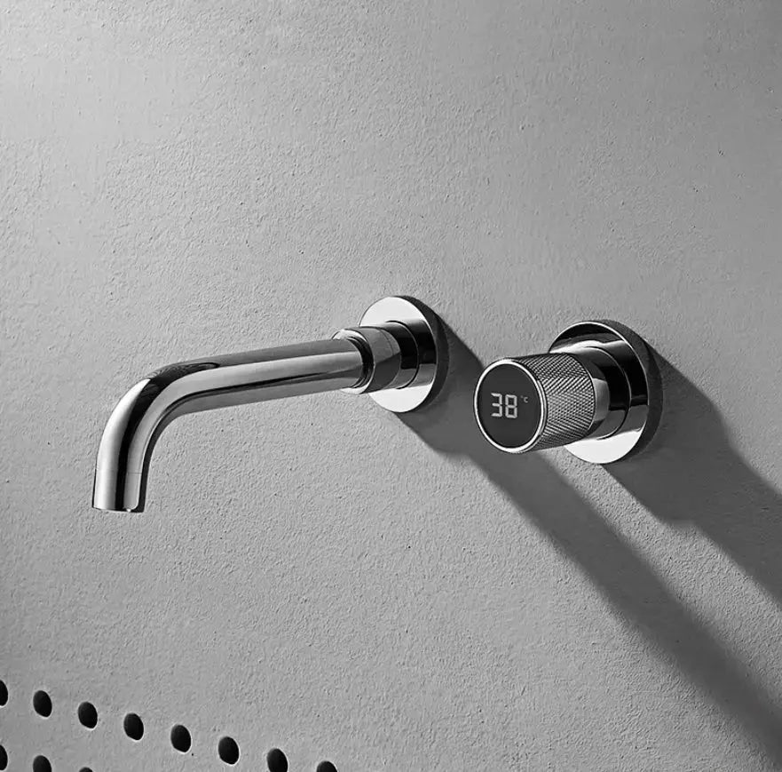 SaniSupreme Manhattan inbouw wastafelkraan mengkraan LCD keramisch geborsteld goud