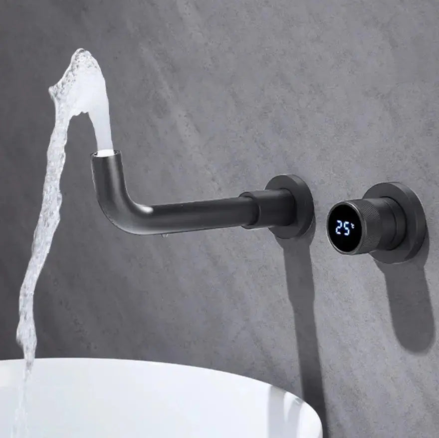 SaniSupreme Manhattan inbouw wastafelkraan mengkraan LCD keramisch geborsteld goud