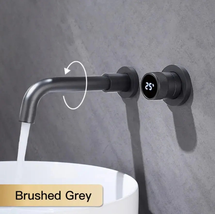 SaniSupreme Manhattan inbouw wastafelkraan mengkraan LCD keramisch geborsteld goud