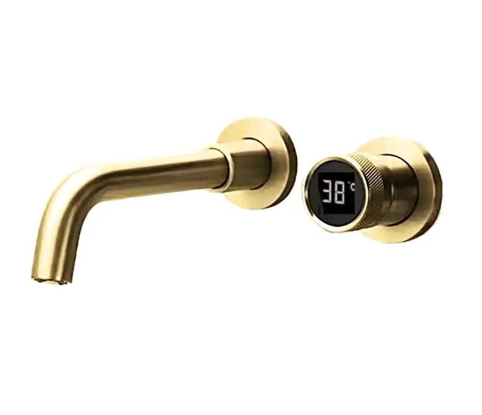 SaniSupreme Manhattan inbouw wastafelkraan mengkraan LCD keramisch geborsteld goud