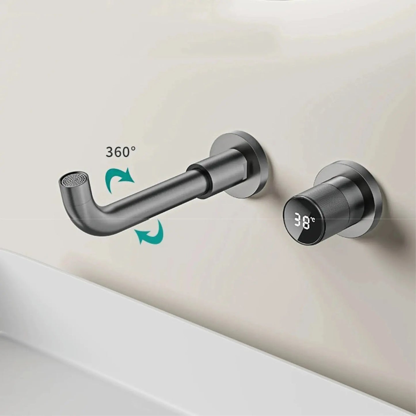 SaniSupreme Manhattan inbouw wastafelkraan mengkraan LCD keramisch Gun Metal