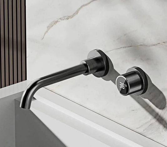 SaniSupreme Manhattan inbouw wastafelkraan mengkraan LCD keramisch Gun Metal