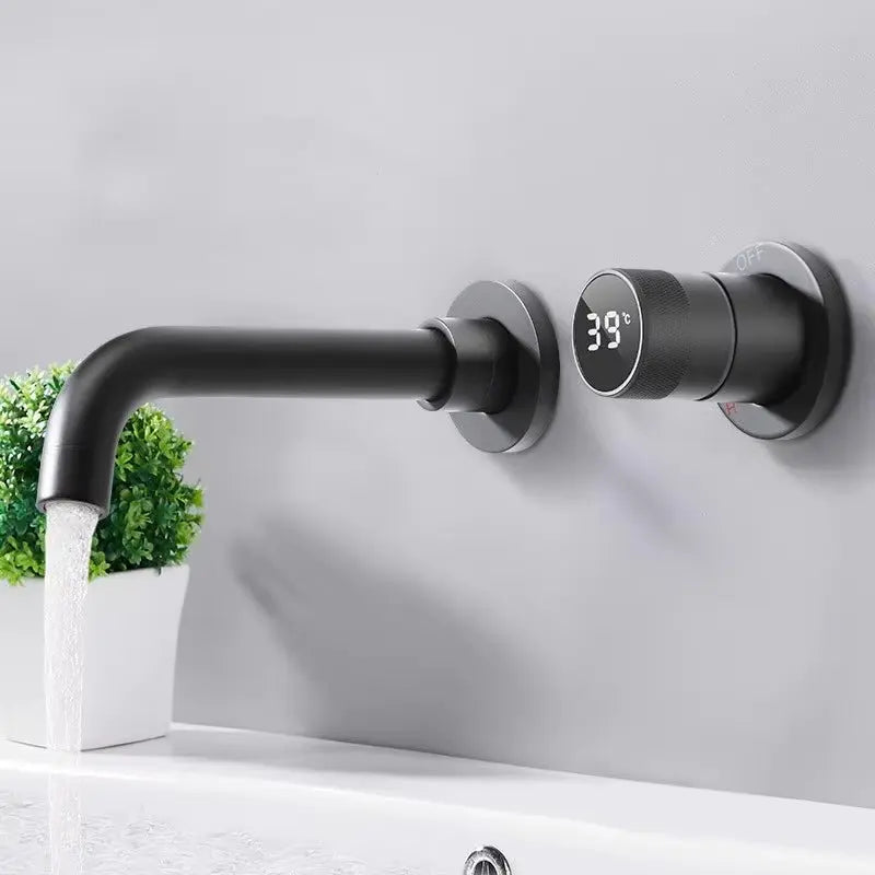 SaniSupreme Manhattan inbouw wastafelkraan mengkraan LCD keramisch mat - zwart