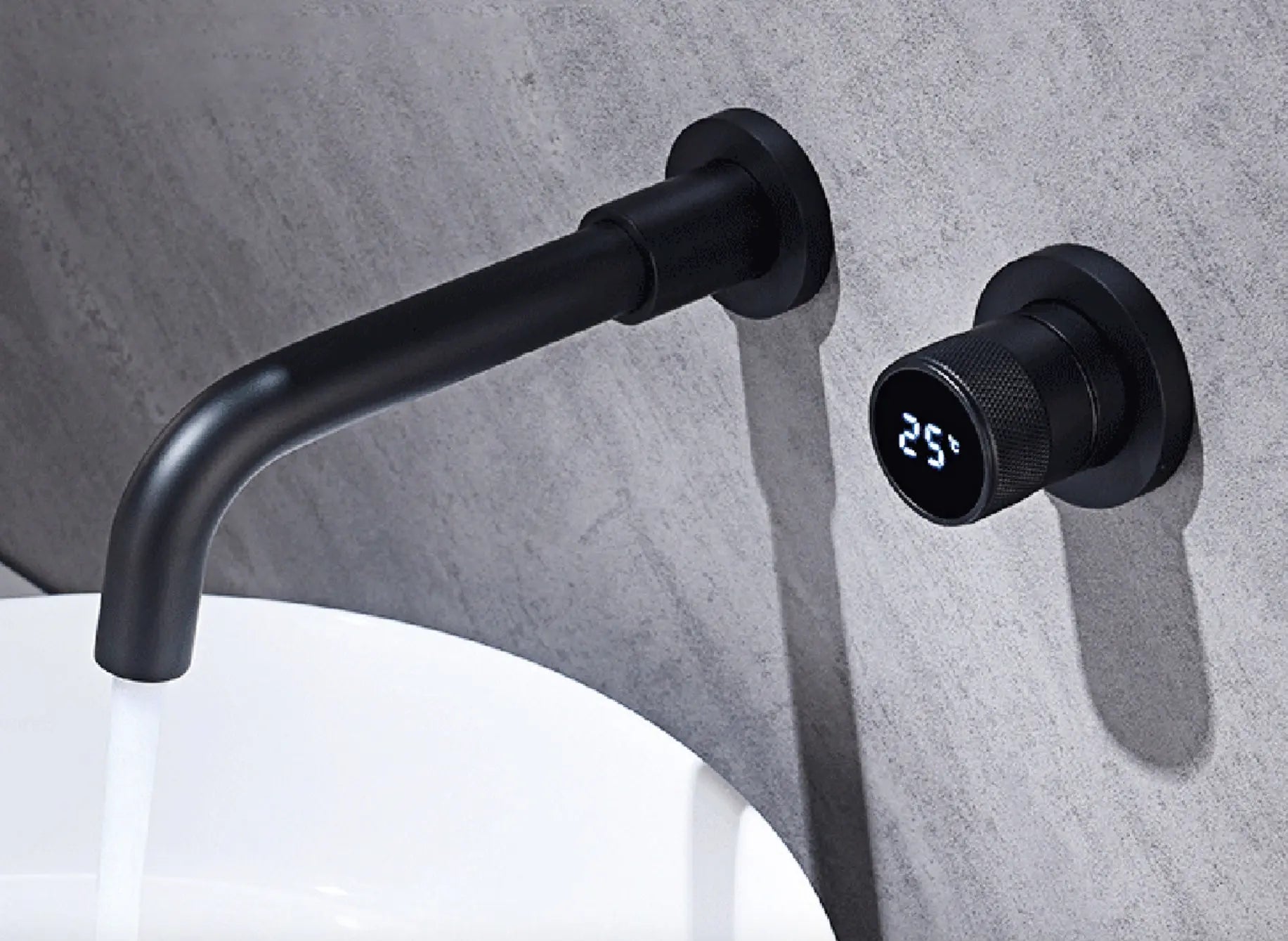 SaniSupreme Manhattan inbouw wastafelkraan mengkraan LCD keramisch mat - zwart