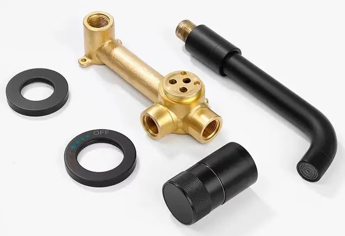 SaniSupreme Manhattan inbouw wastafelkraan mengkraan LCD keramisch mat - zwart