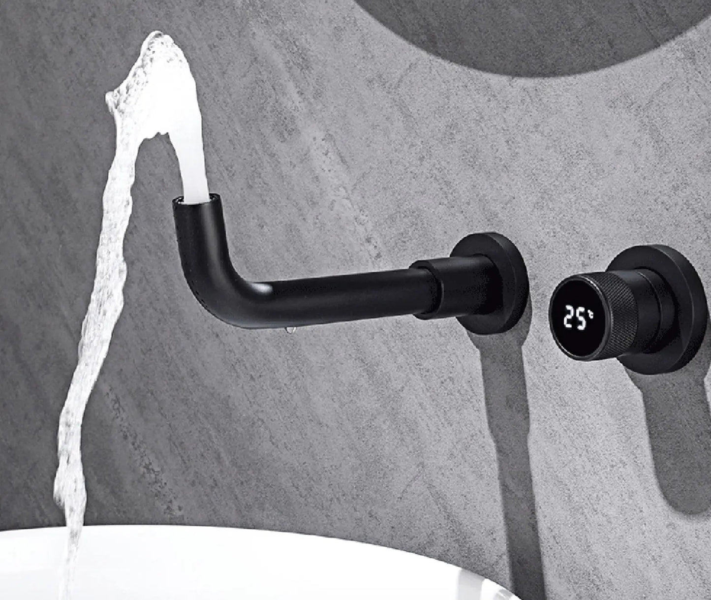 SaniSupreme Manhattan inbouw wastafelkraan mengkraan LCD keramisch mat - zwart