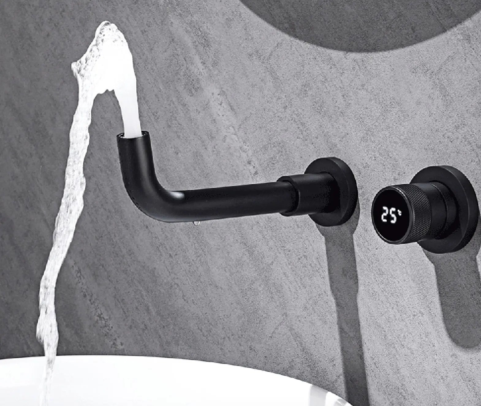 SaniSupreme Manhattan inbouw wastafelkraan mengkraan LCD keramisch mat - zwart