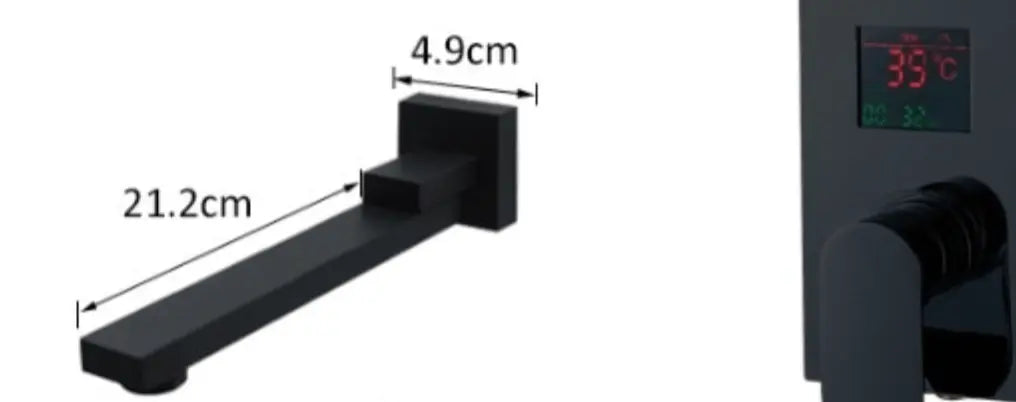 SaniSupreme® Manhattan losse Badkraan, douchekraan, voetenkraan vierkant mat zwart
