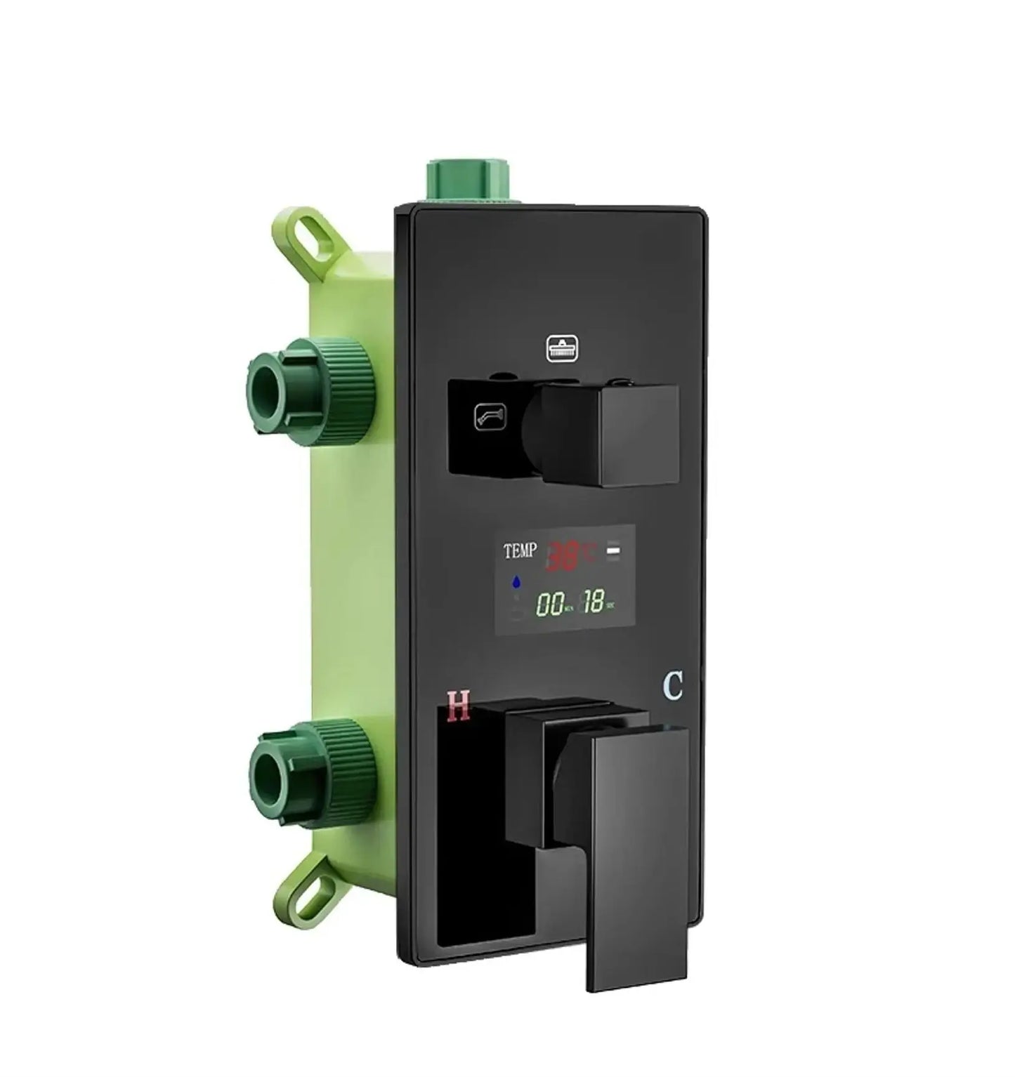 SaniSupreme Manhattan Premium HighLine LCD inbouw mengkraan vierkant 2 - weg zwart inbouw