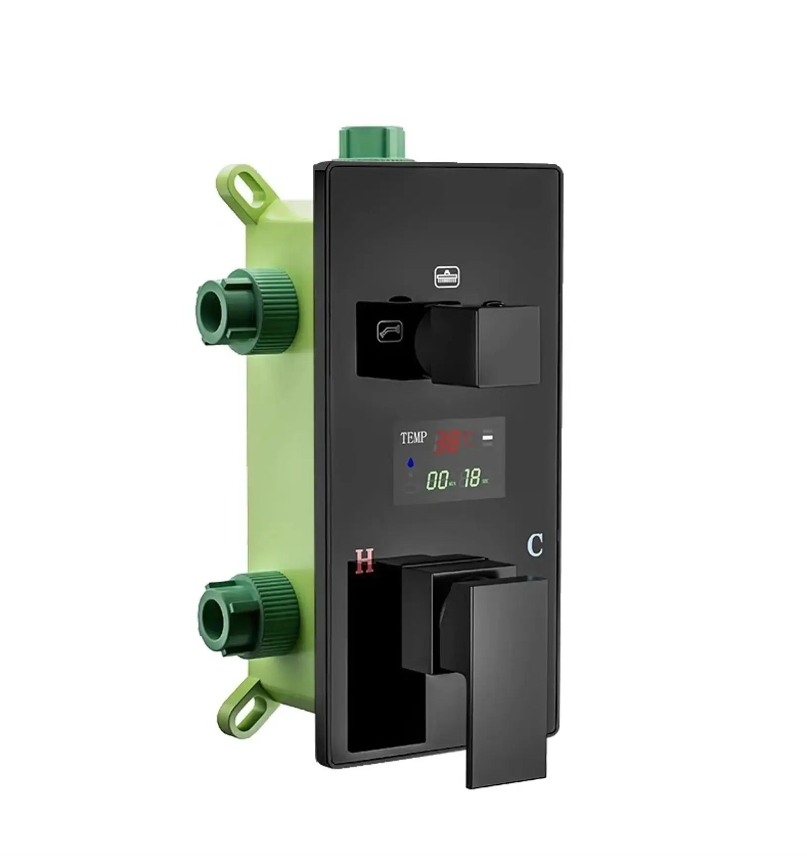 SaniSupreme Manhattan Premium HighLine LCD inbouw mengkraan vierkant 2 - weg zwart inbouw