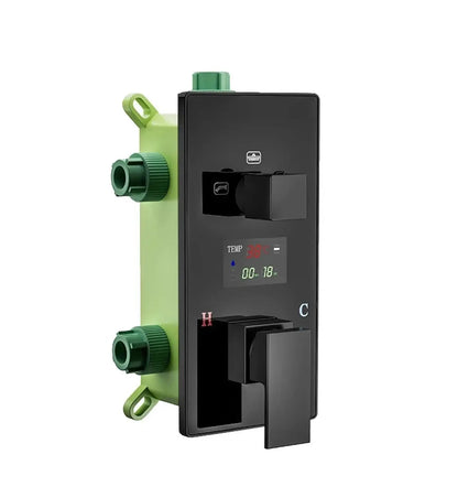 SaniSupreme Manhattan Premium HighLine LCD inbouw mengkraan vierkant 2 - weg zwart inbouw