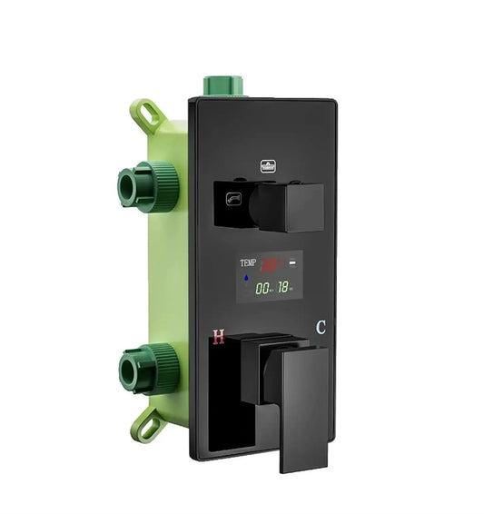 SaniSupreme Manhattan Premium HighLine LCD inbouw mengkraan vierkant 2 - weg zwart inbouw