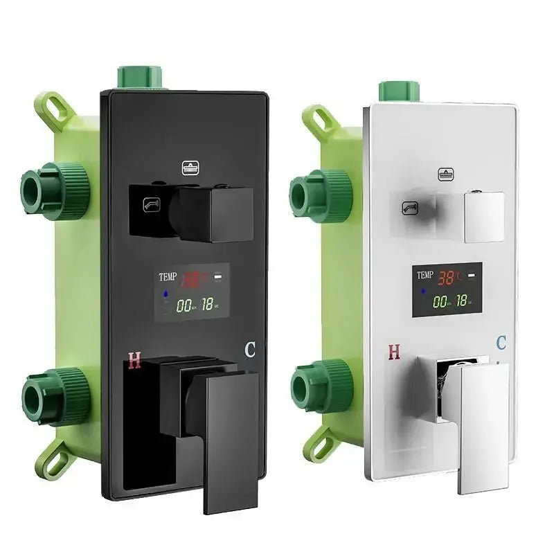 SaniSupreme Manhattan Premium HighLine LCD inbouw mengkraan vierkant 2 - weg zwart inbouw