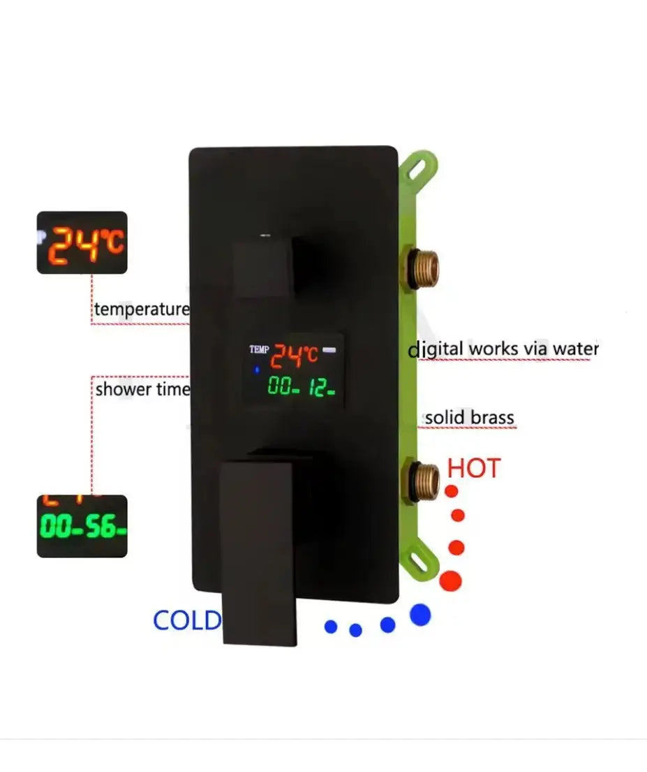 SaniSupreme Manhattan Premium HighLine LCD inbouw mengkraan vierkant 2 - weg zwart inbouw