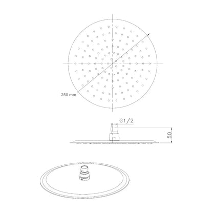 SaniSupreme Manhattan ronde hoofddouche regendouche 20x20 cm. Goud geborsteld