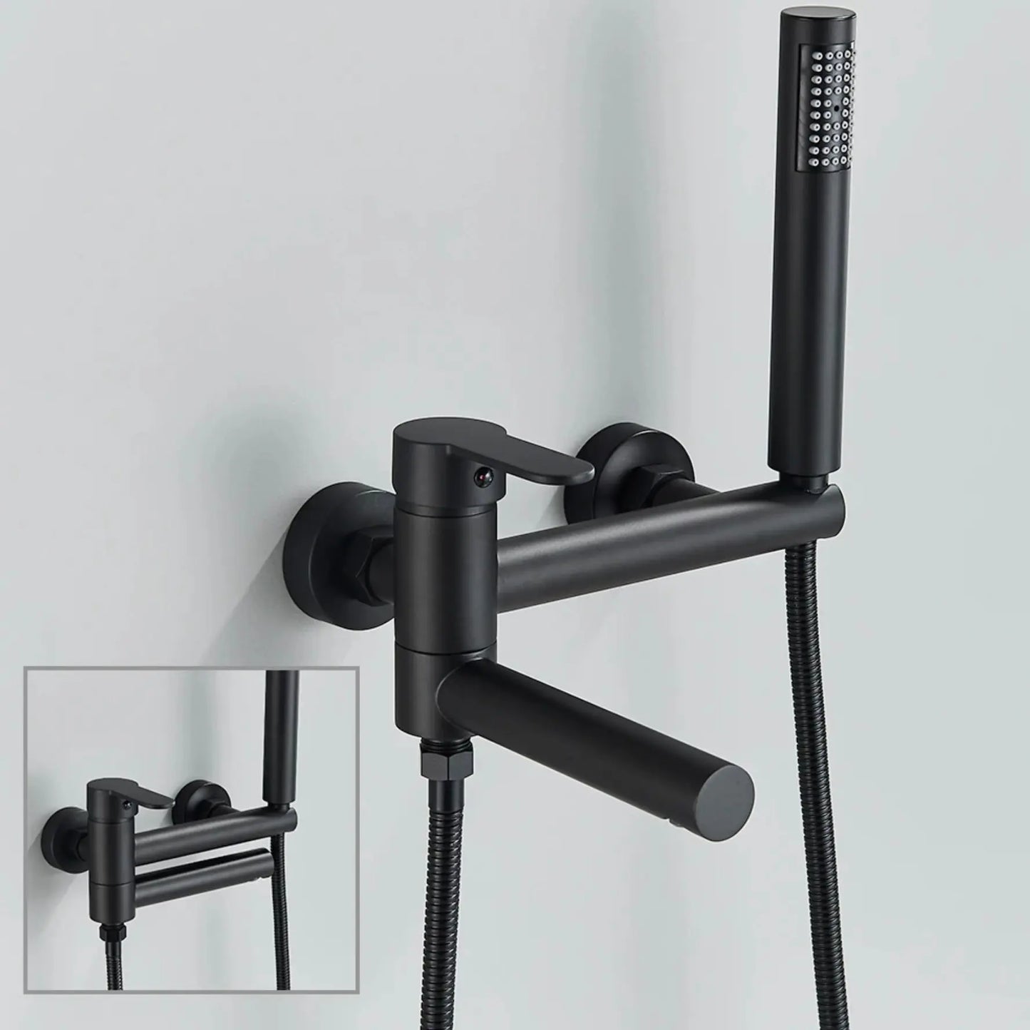 SaniSupreme Marbella doucheset badset opbouw mengkraan 2 weg met smalle handdouche mat zwart