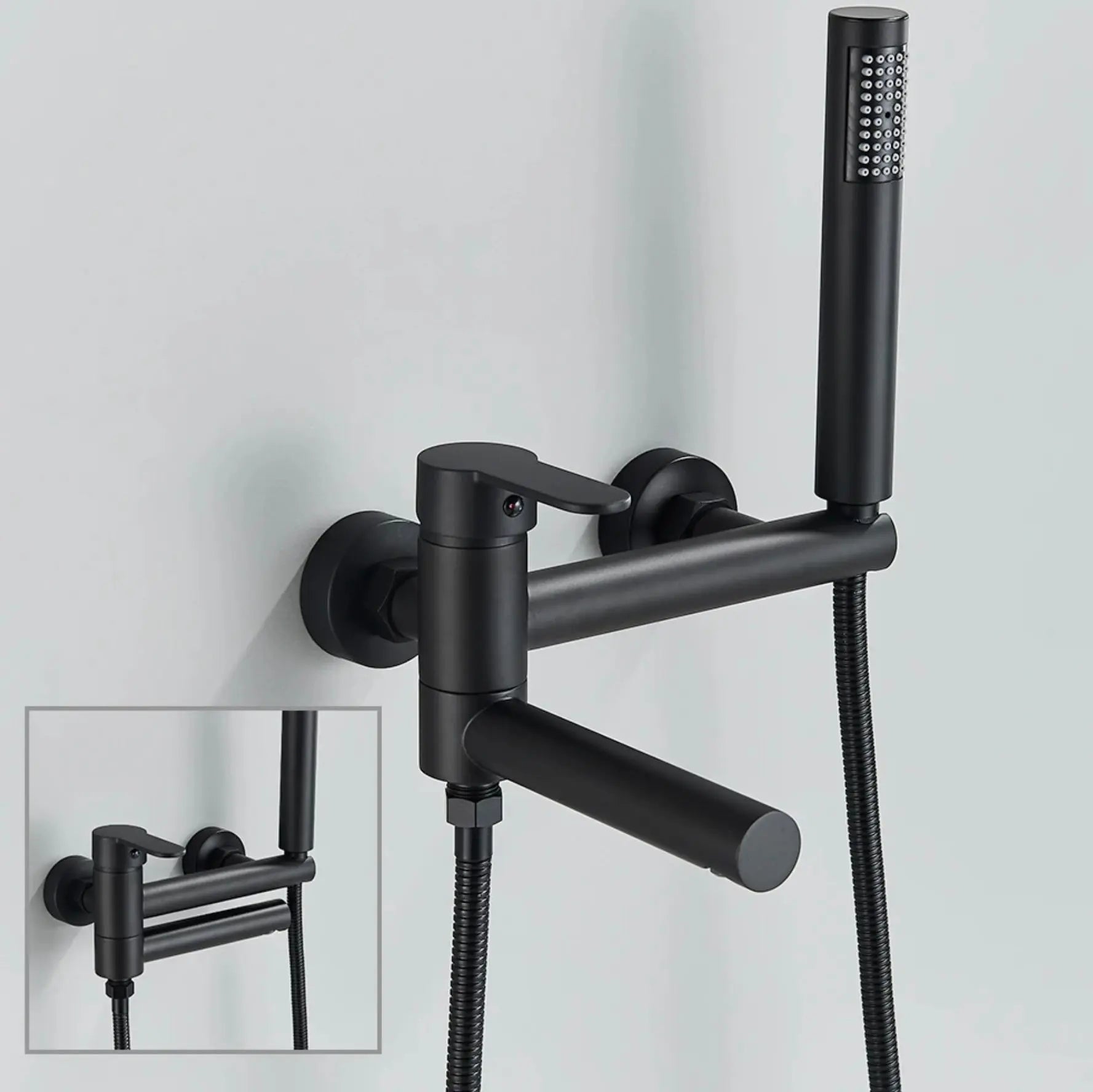 SaniSupreme Marbella doucheset badset opbouw mengkraan 2 weg met smalle handdouche mat zwart