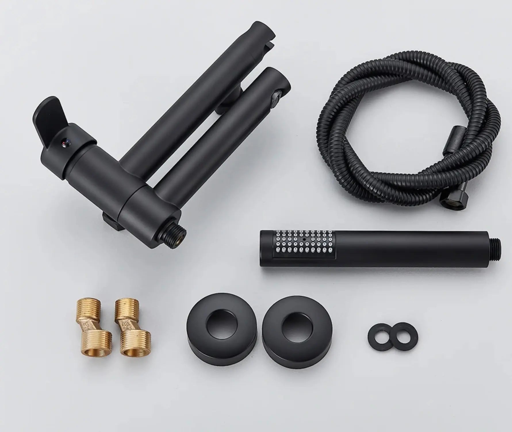 SaniSupreme Marbella doucheset badset opbouw mengkraan 2 weg met smalle handdouche mat zwart