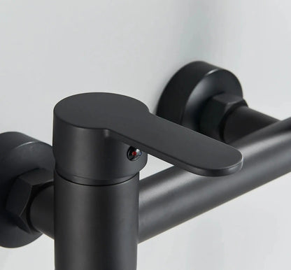 SaniSupreme Marbella doucheset badset opbouw mengkraan 2 weg met smalle handdouche mat zwart